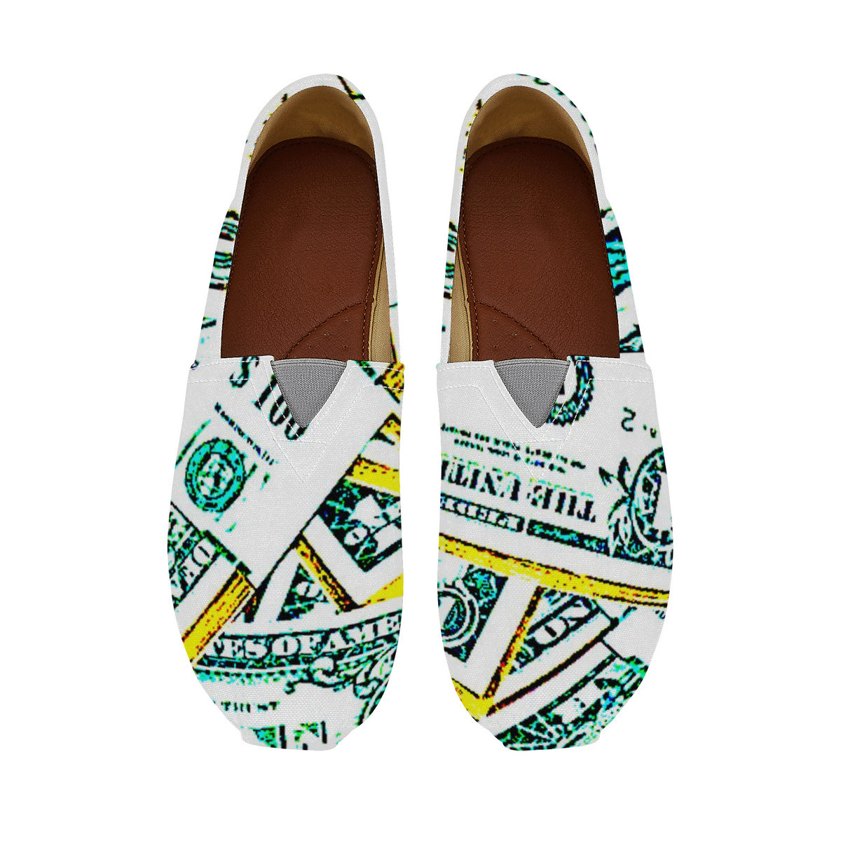 Money Print Casual Flat Driving Shoe