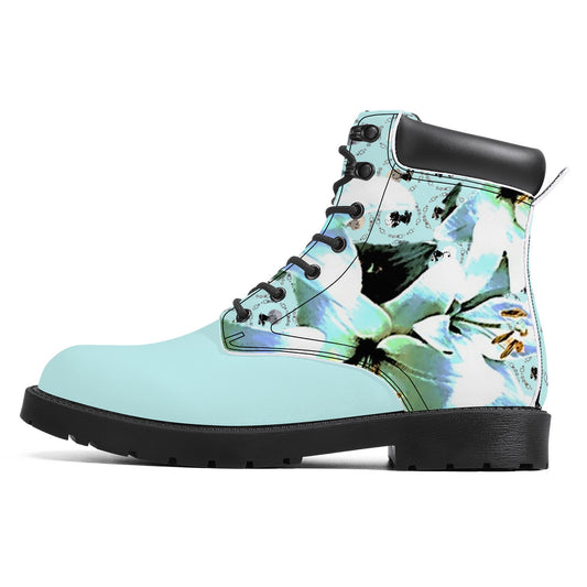 Blue Lily Synthetic Leather Boots