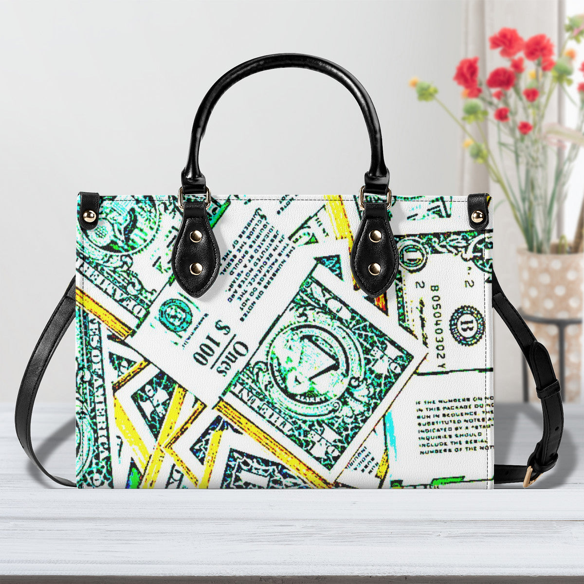 Money Print (Multiple Sizes) Luxury Women PU Leather Handbag