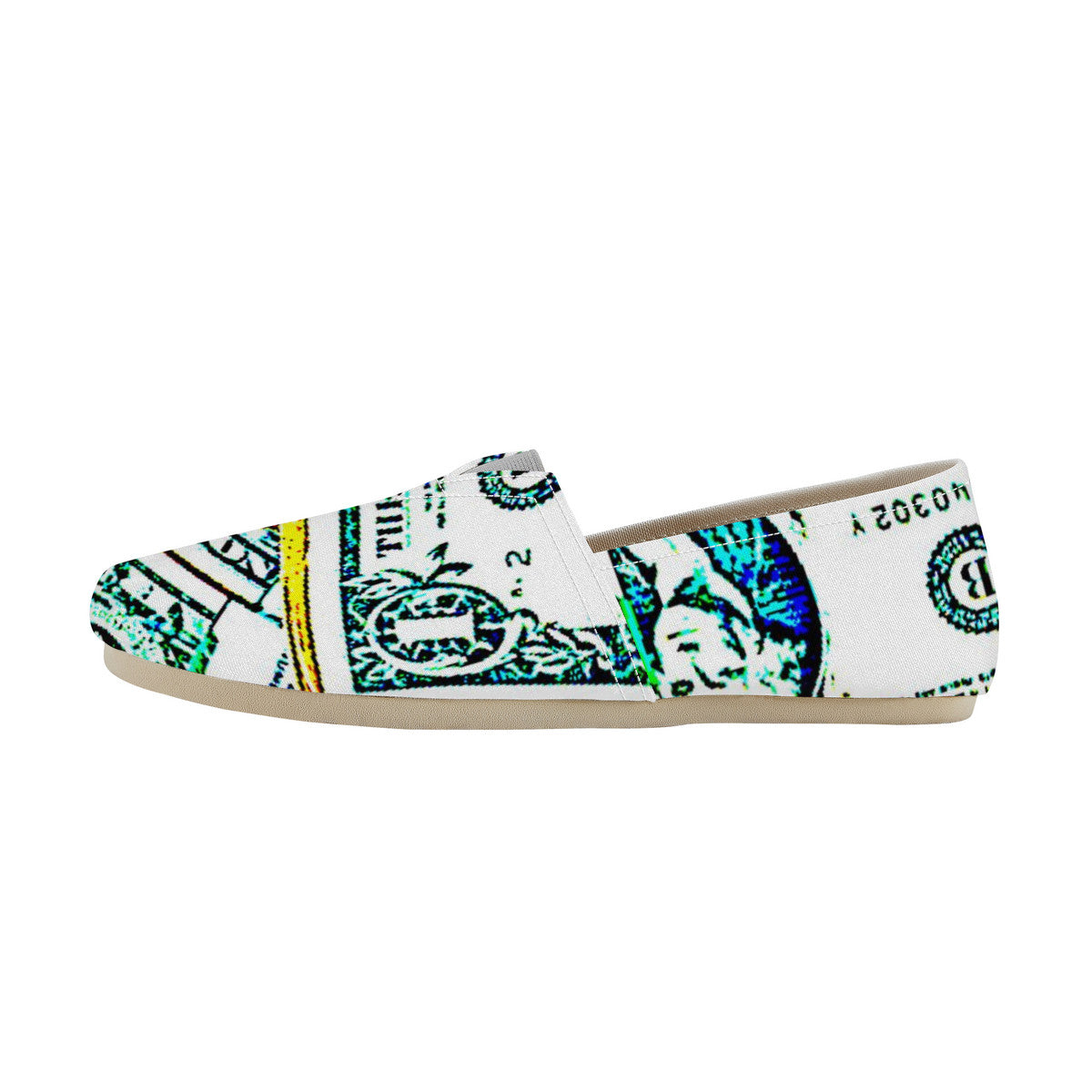 Money Print Casual Flat Driving Shoe