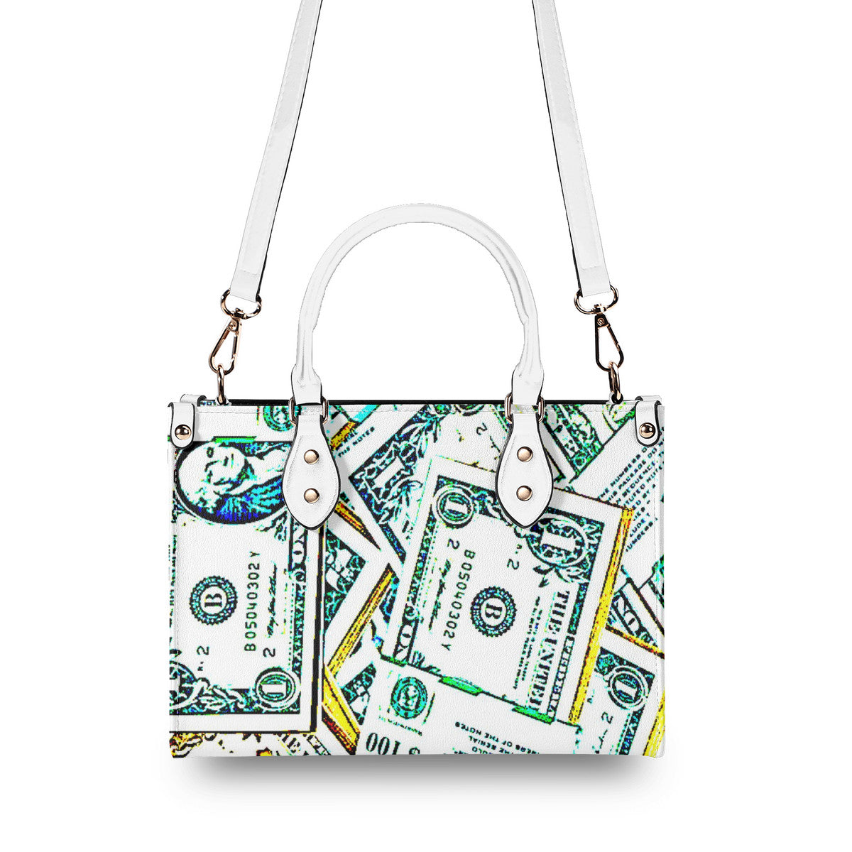 Money Print (Multiple Sizes) Luxury Women PU Leather Handbag