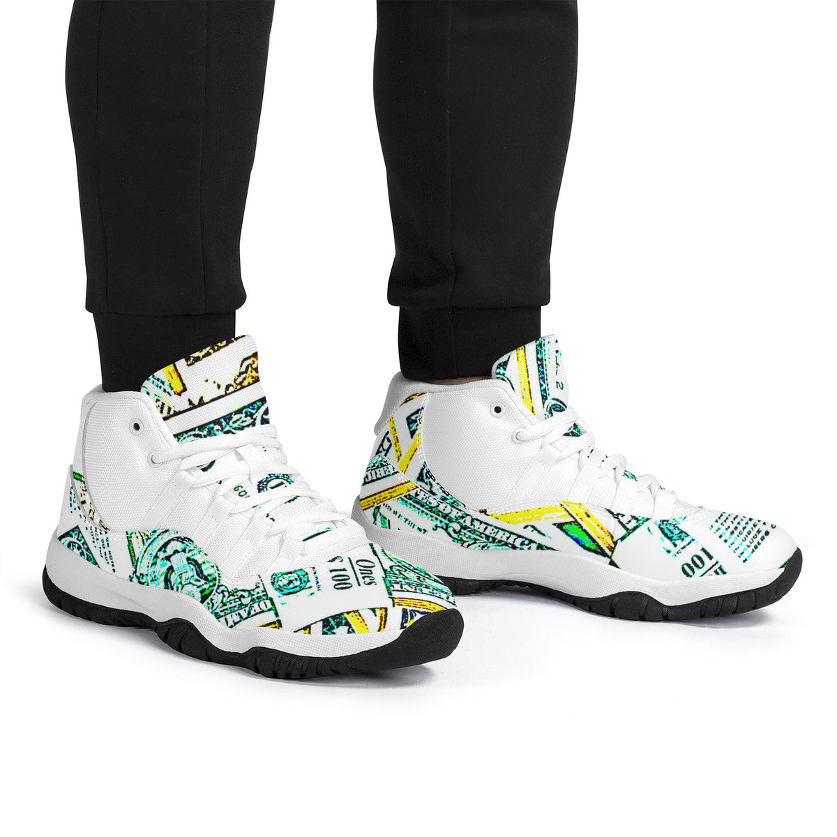 Money Print High Top Air Retro Sneakers