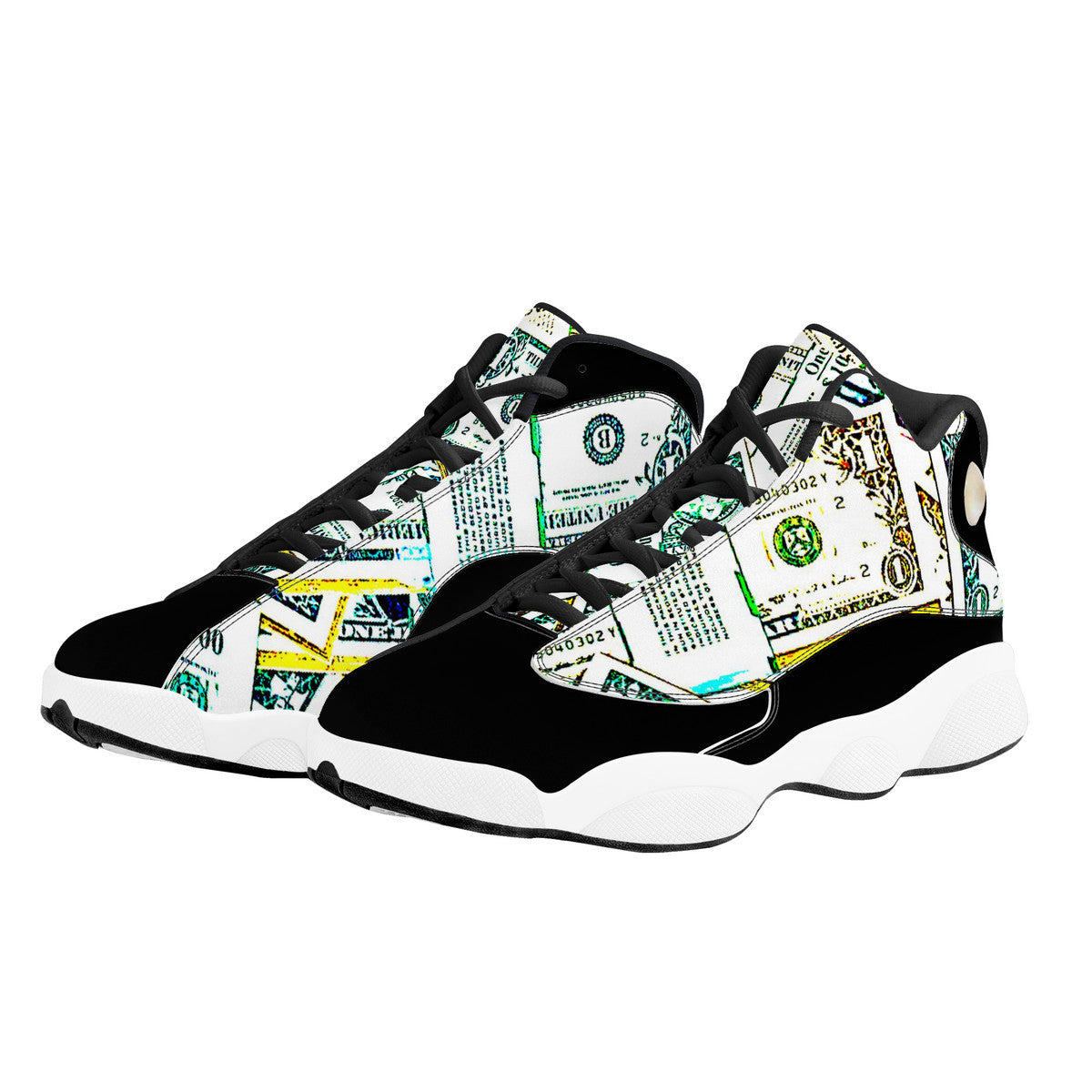 Money Print Basketball Shoes - Black