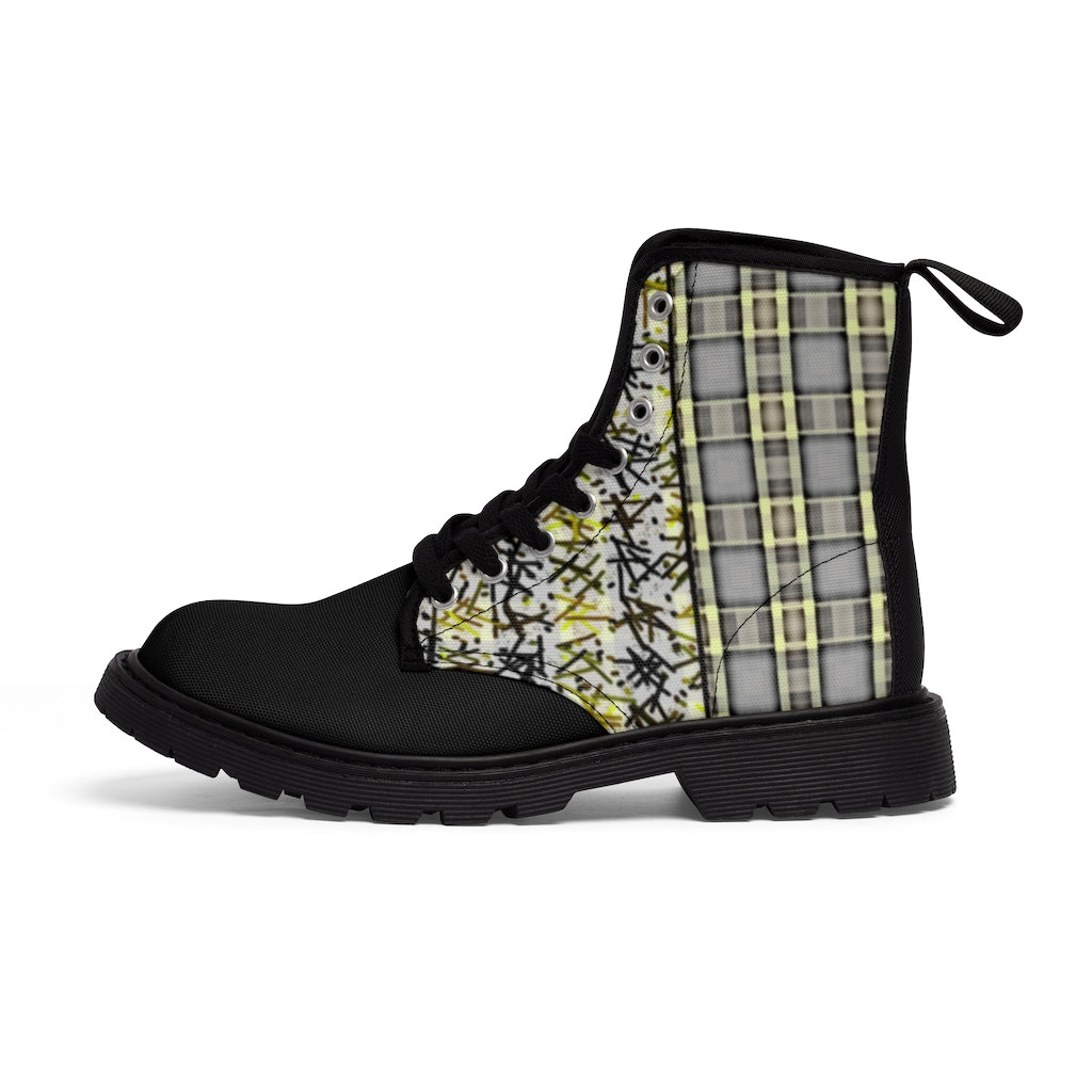 Patchwork Plad Women's Canvas Boots