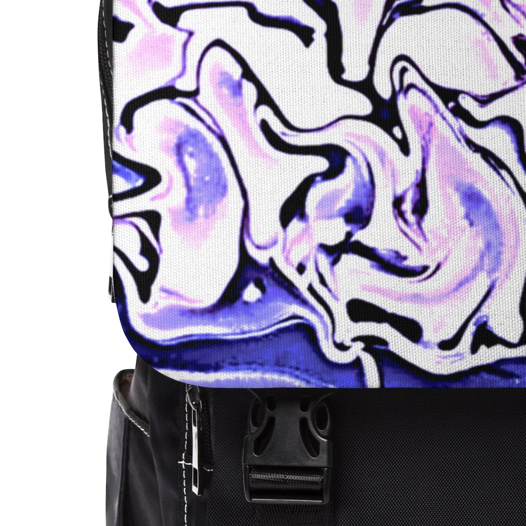 CDEJ Purple Marble Unisex Casual Shoulder Backpack