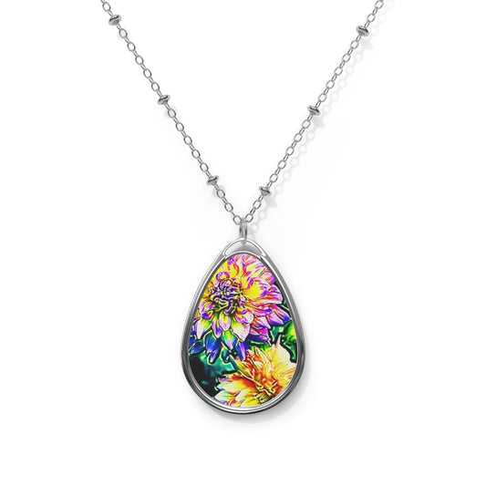 Bright Floral Oval Necklace