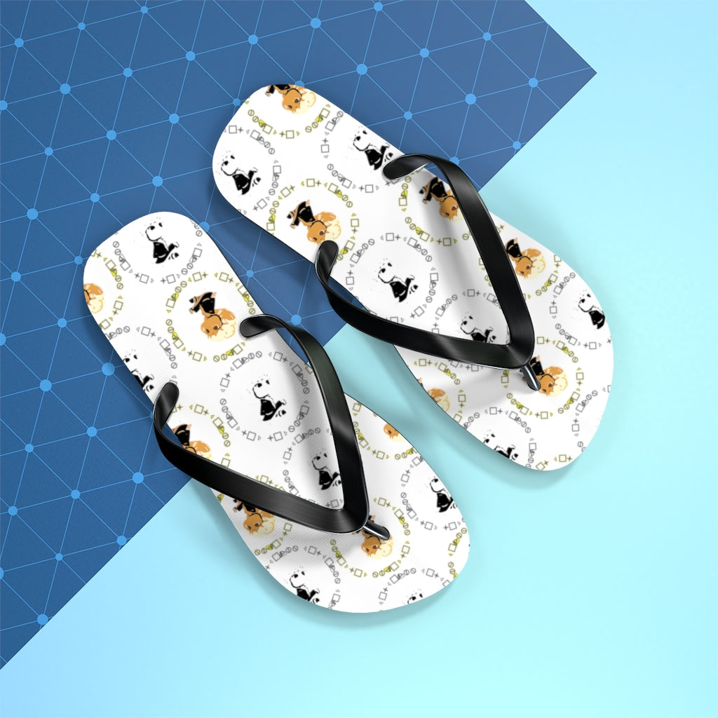 Logo Pattern Flip Flops