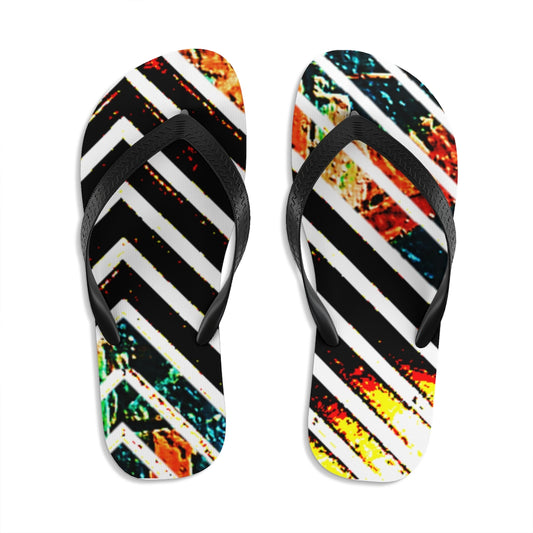 Cracked Special Stripped Unisex Flip-Flops