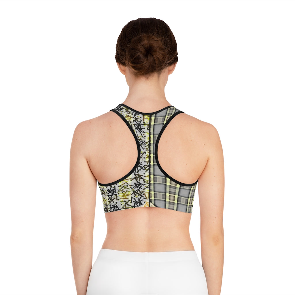 Patchwork Plad Sports Bra (AOP)