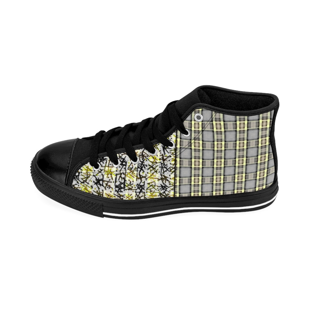 Patchwork Plad Men's High-top Sneakers