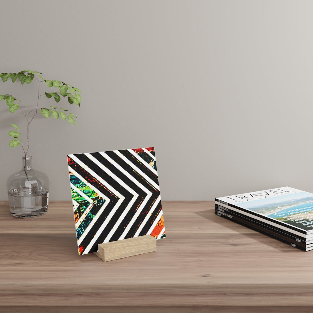 Multi-Colored Stripped Gallery Board with Stand