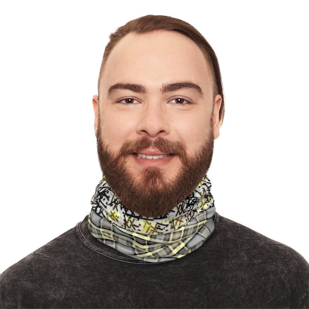 Patchwork Winter Neck Gaiter With Drawstring