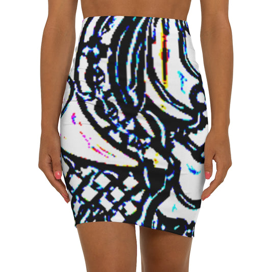 Faux Baroque Print Women's Mini Skirt