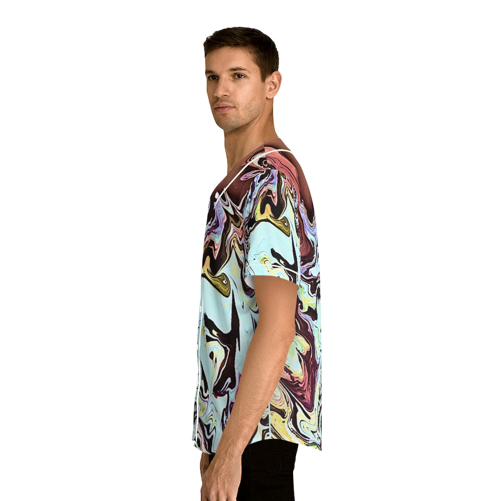 CDEJ Turquoise Marble Men's Baseball Jersey (AOP)