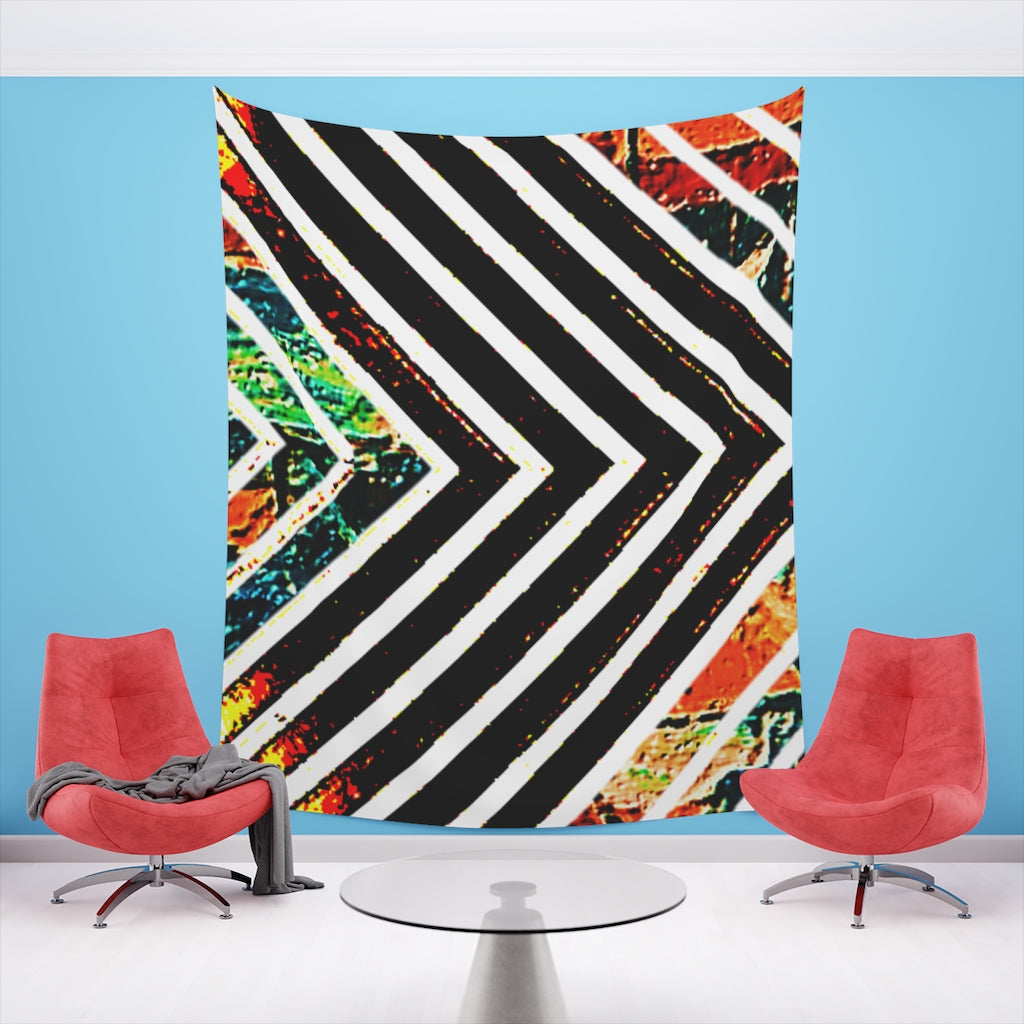 Multi-Colored Stripped Printed Wall Tapestry