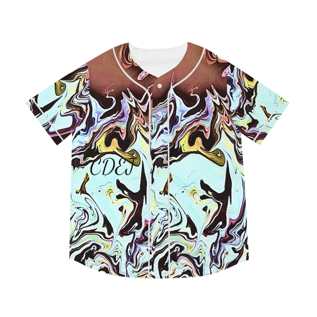 CDEJ Turquoise Marble Men's Baseball Jersey (AOP)