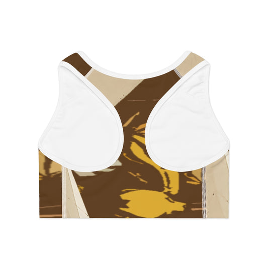 Brown Sports Bra (AOP)