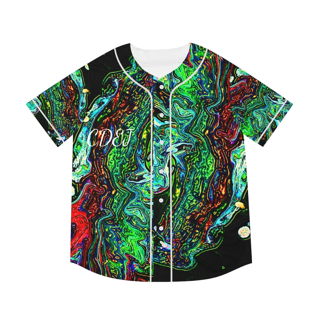 CDEJ Dark Green Marble Men's Baseball Jersey (AOP)