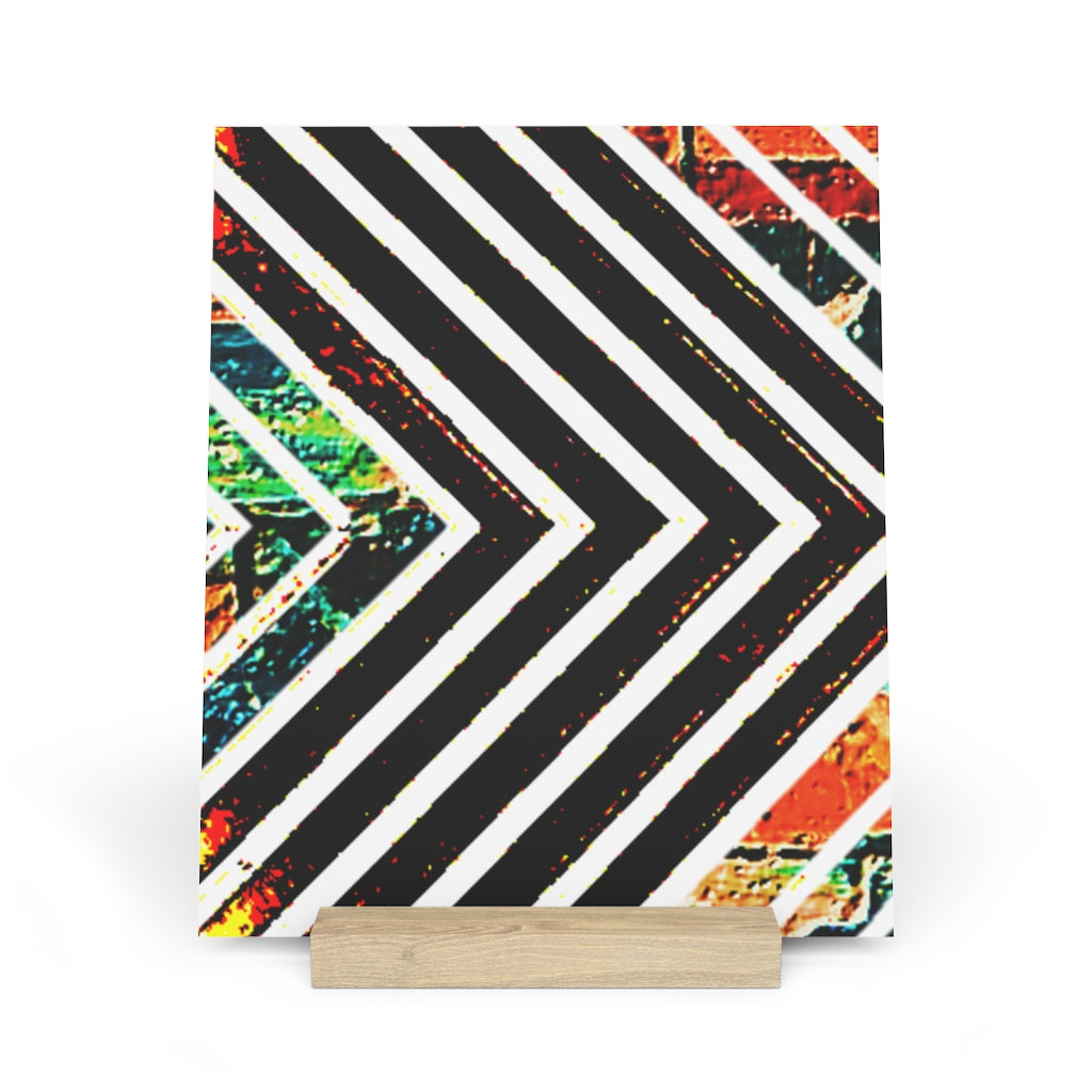 Multi-Colored Stripped Gallery Board with Stand