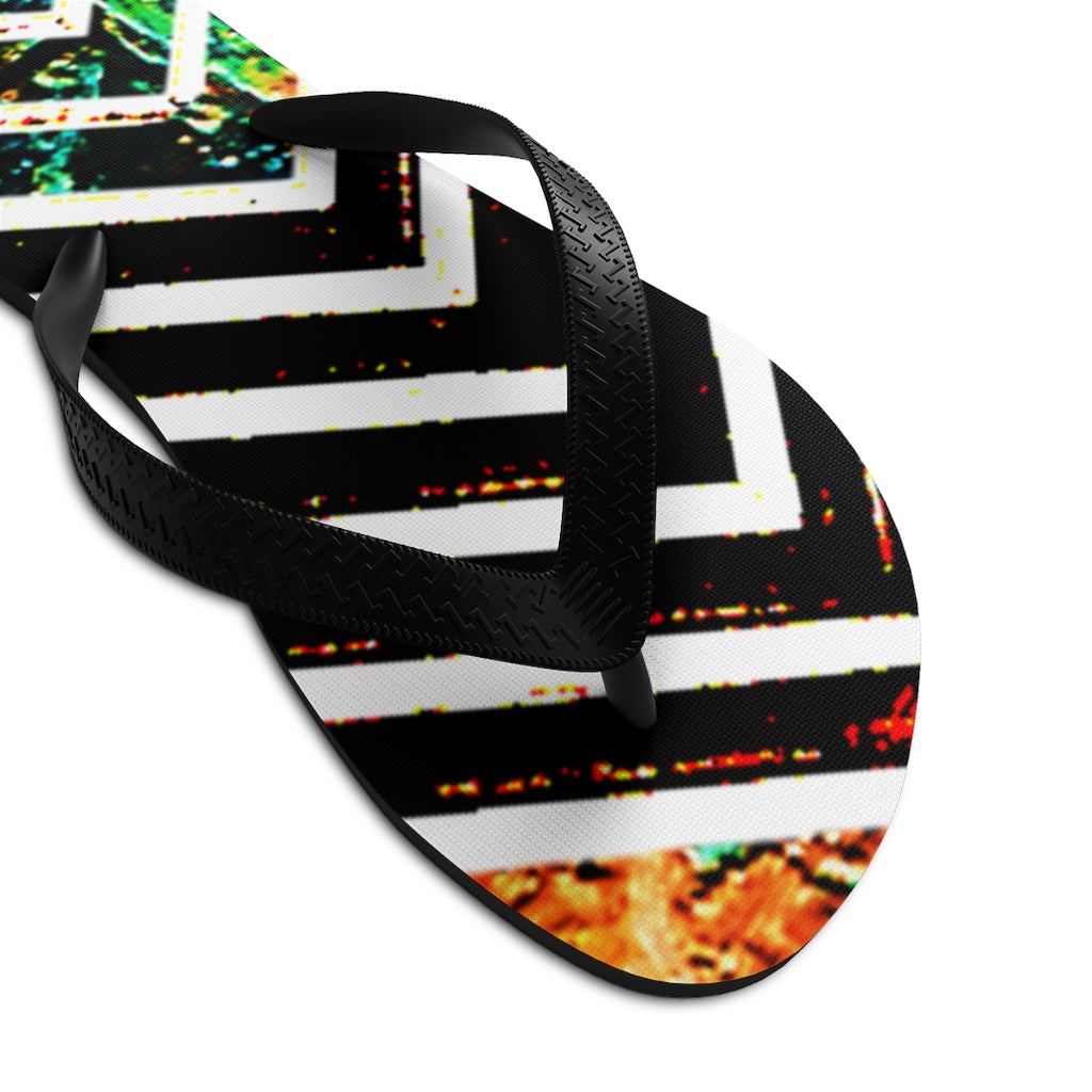 Cracked Special Stripped Unisex Flip-Flops