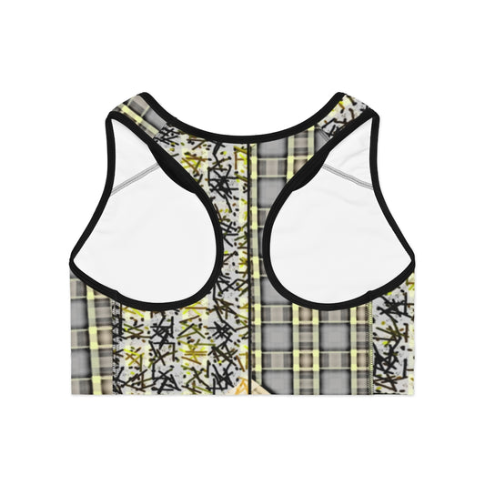 Patchwork Plad Sports Bra (AOP)