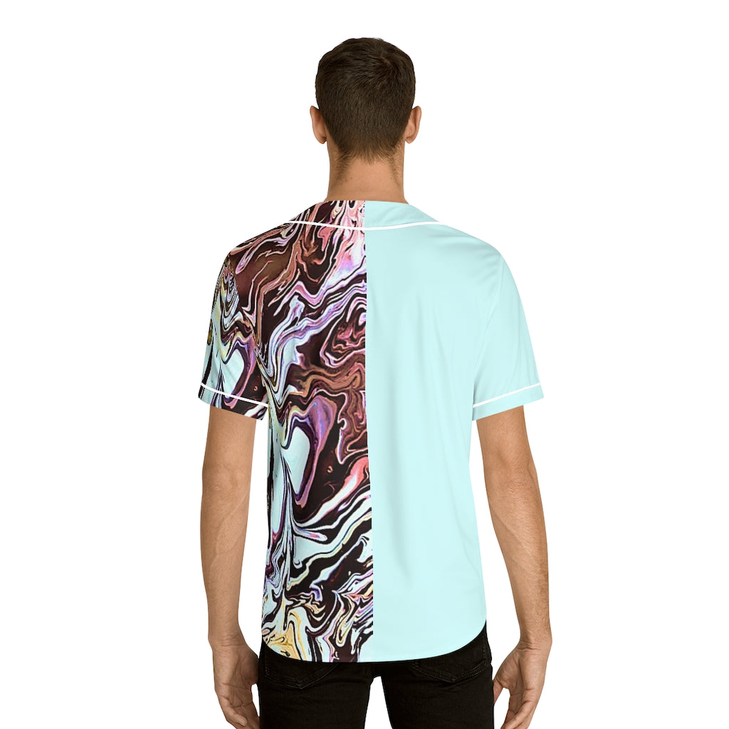 CDEJ Turquoise Marble Men's Baseball Jersey (AOP)