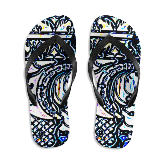 Faux Baroque Print Unisex Flip-Flops