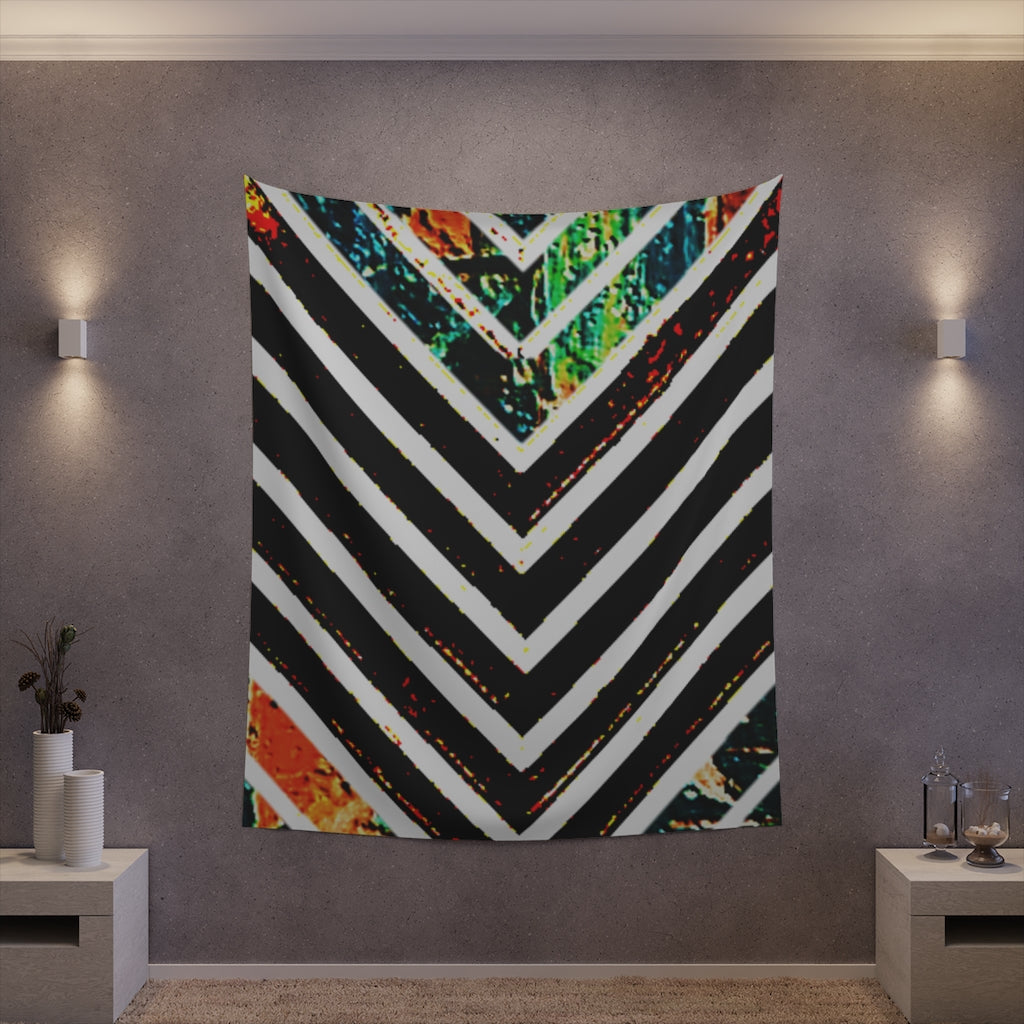 Multi-Colored Stripped Printed Wall Tapestry