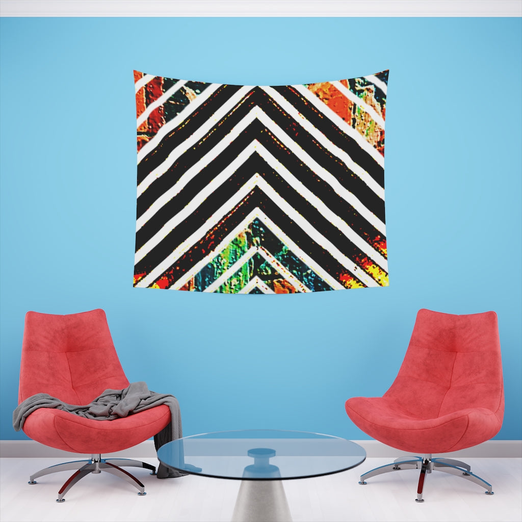 Multi-Colored Stripped Printed Wall Tapestry