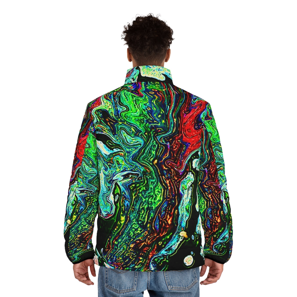 CDEJ Green Marble Men's Puffer Jacket