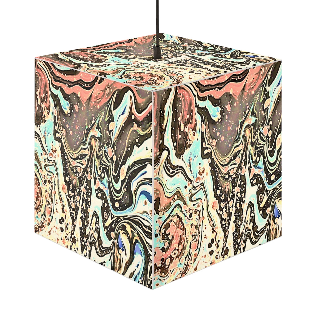 CDEJ Light Brown Marble Light Cube Lamp