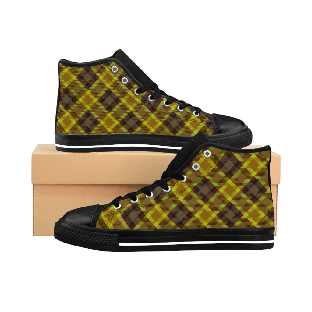 Branded Plad Men's High-top Sneakers