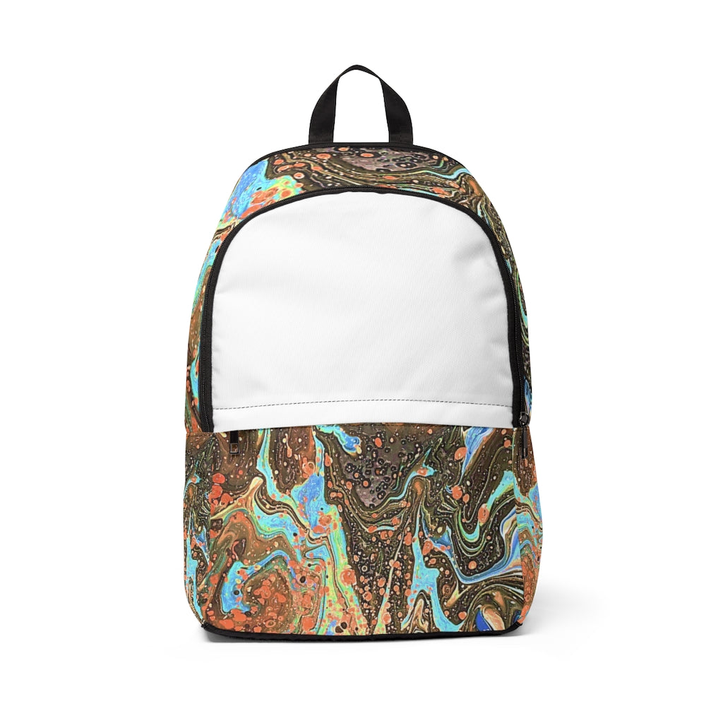 CDEJ Brown Tie Dye Marble Unisex Fabric Backpack