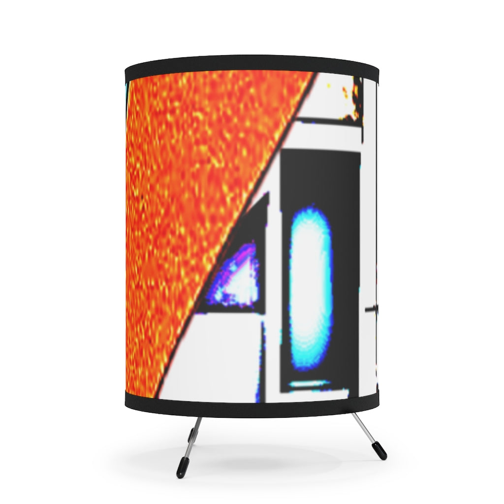 Abstract Tripod Lamp with High-Res Printed Shade, US\CA plug