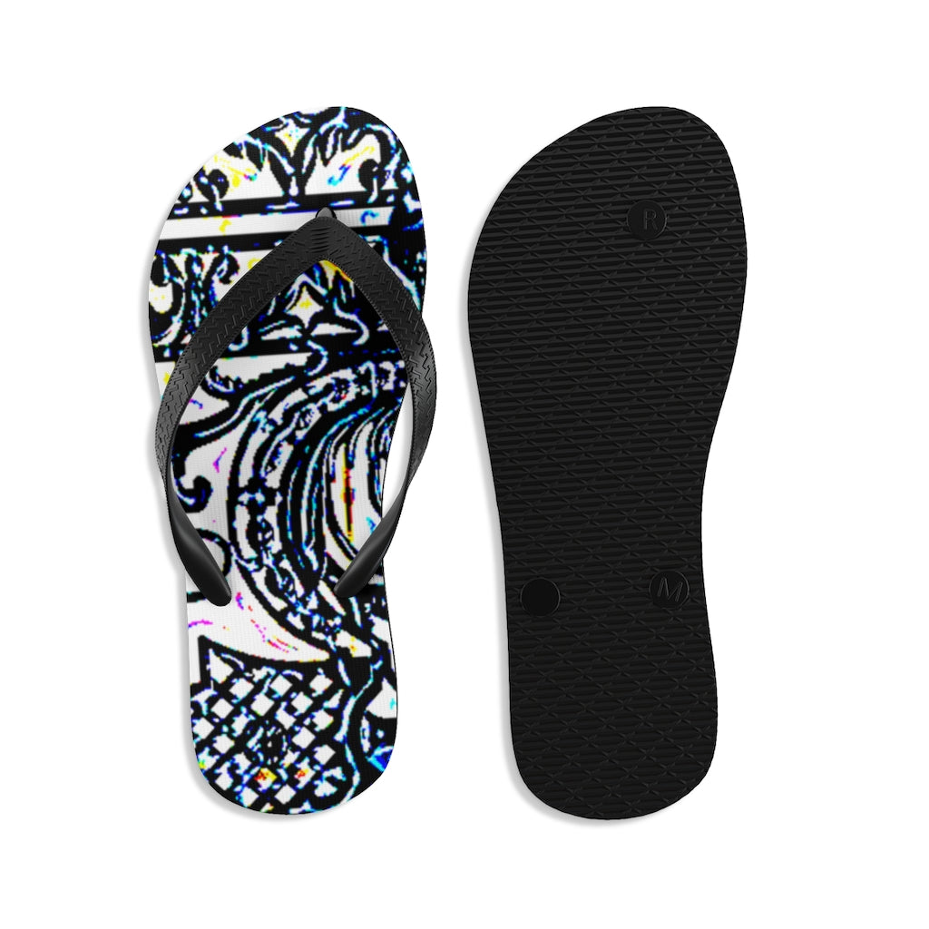 Faux Baroque Print Unisex Flip-Flops