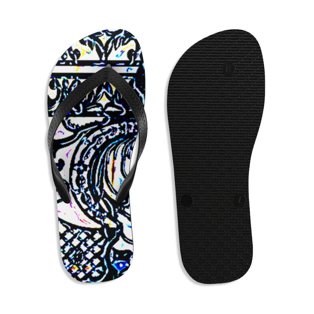 Faux Baroque Print Unisex Flip-Flops