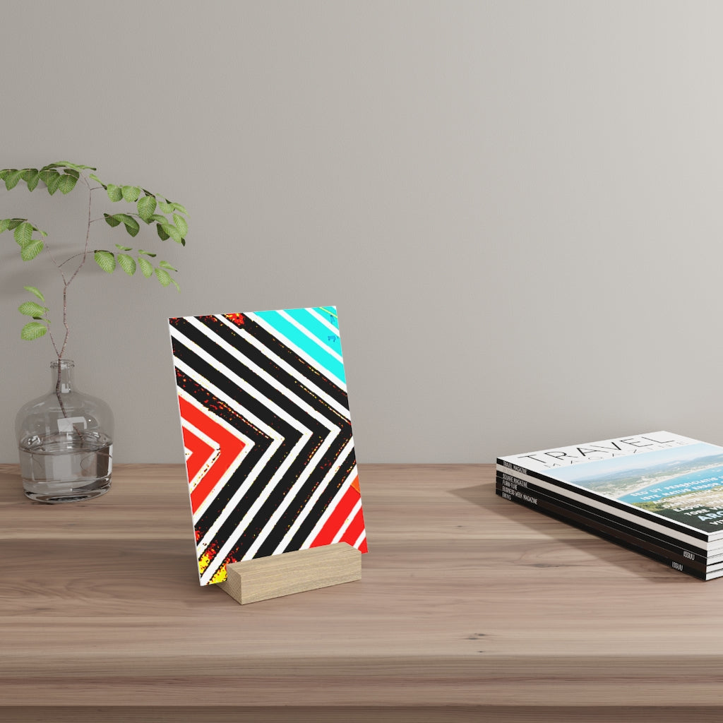 Abstract Stripped Gallery Board with Stand