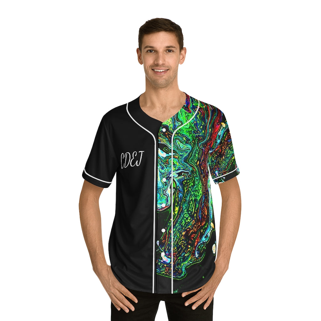 CDEJ Dark Green Marble Men's Baseball Jersey (AOP)