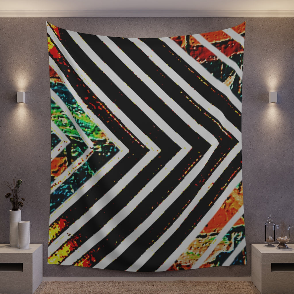 Multi-Colored Stripped Printed Wall Tapestry