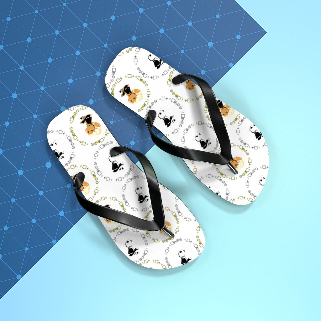 Logo Pattern Flip Flops