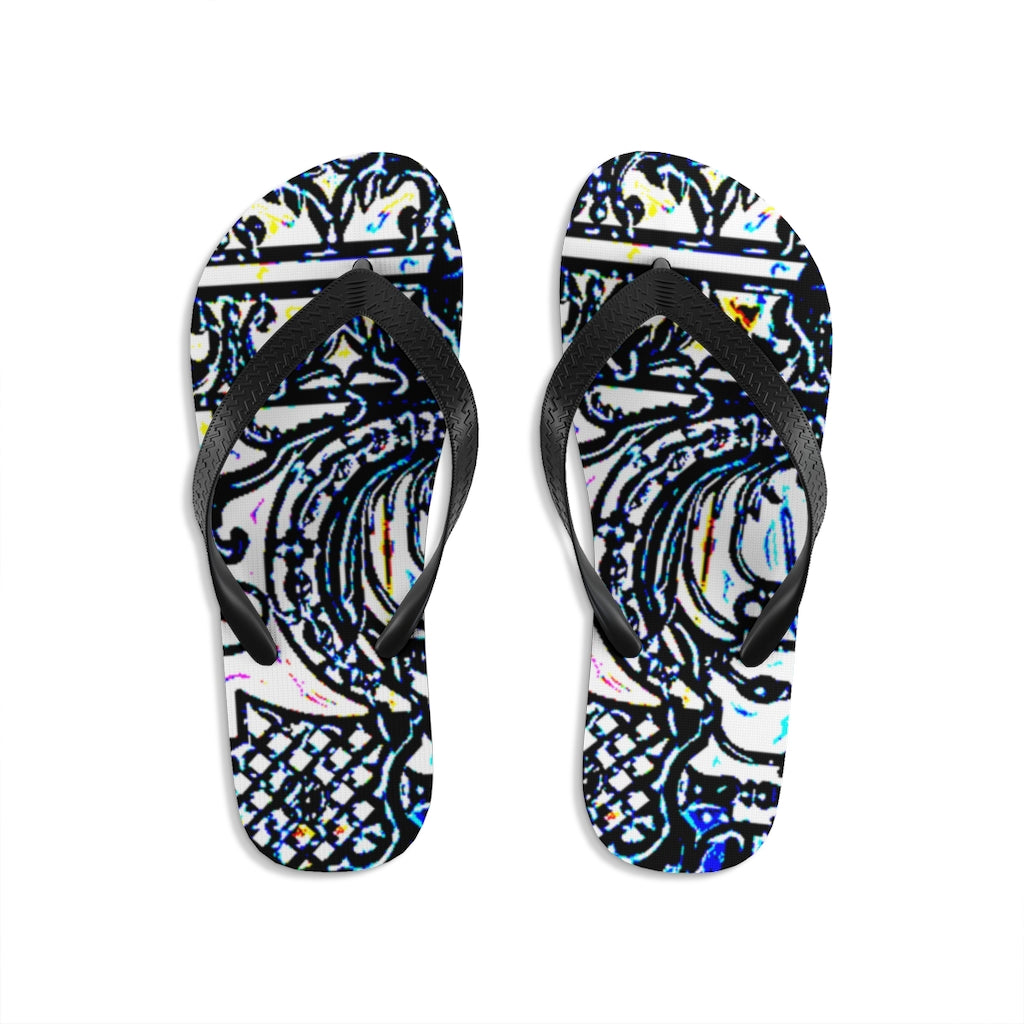 Faux Baroque Print Unisex Flip-Flops