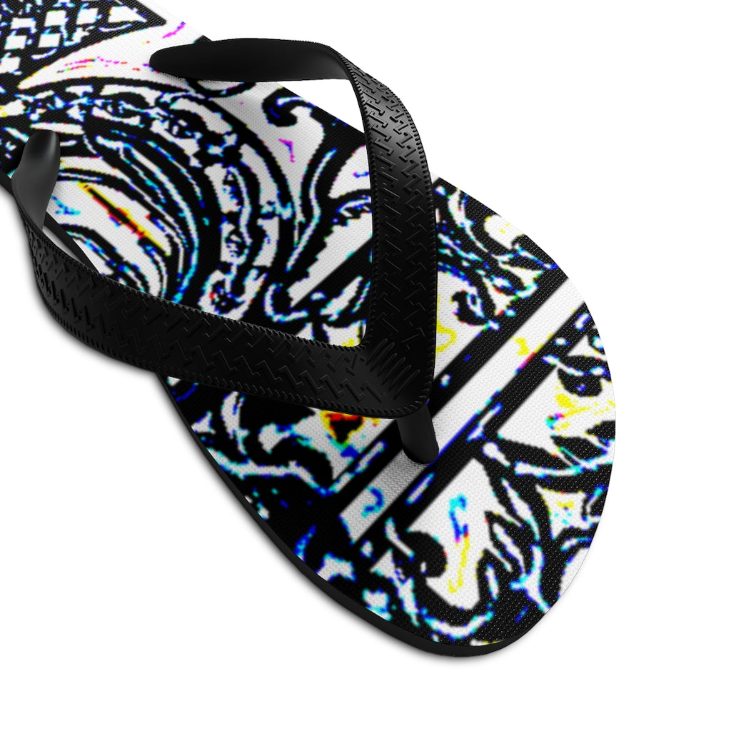 Faux Baroque Print Unisex Flip-Flops