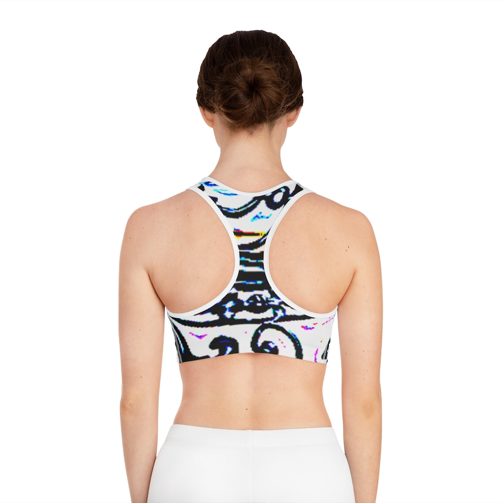 Faux Baroque Print Sports Bra (AOP)