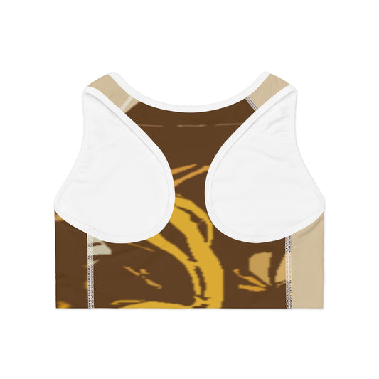 Brown Sports Bra (AOP)