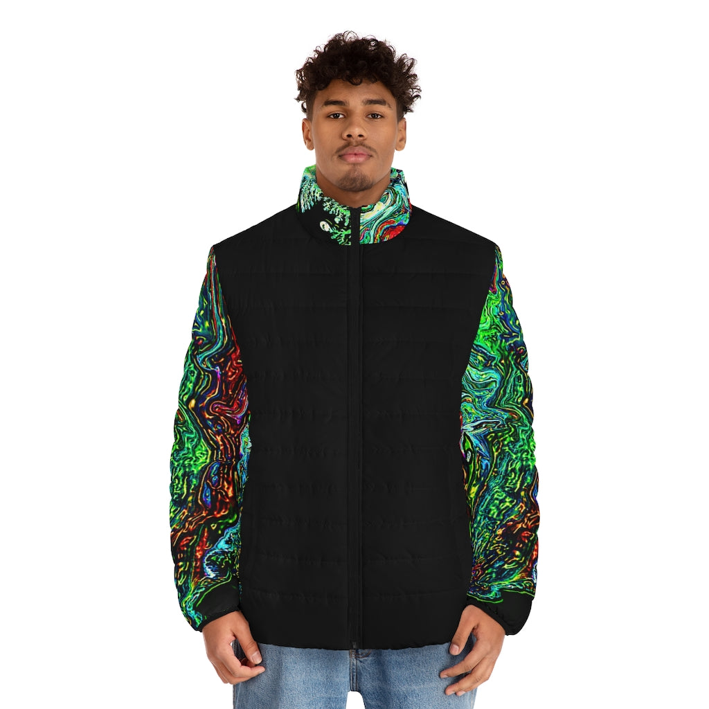 CDEJ Green Marble Men's Puffer Jacket