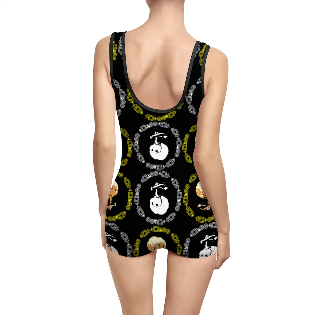 Branded Pattern Women's Vintage Swimsuit