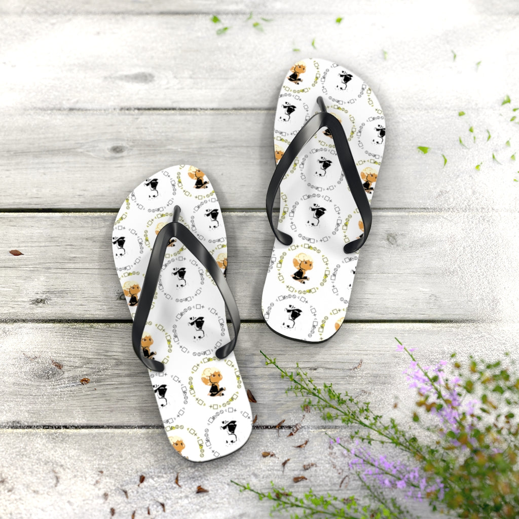 Logo Pattern Flip Flops