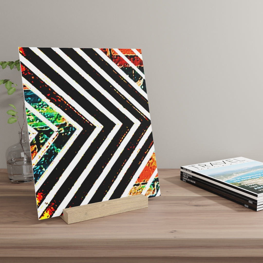 Multi-Colored Stripped Gallery Board with Stand