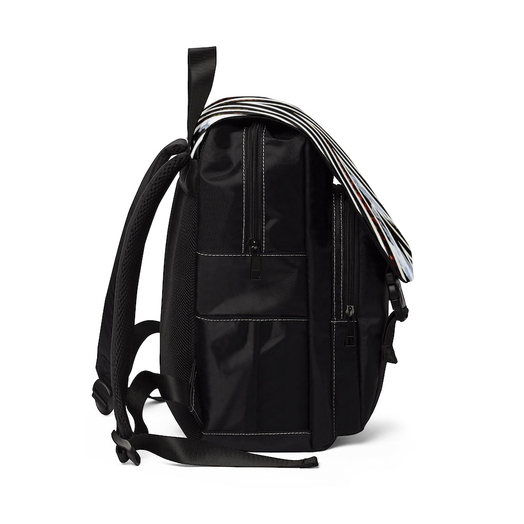 Stripped Unisex Casual Shoulder Backpack