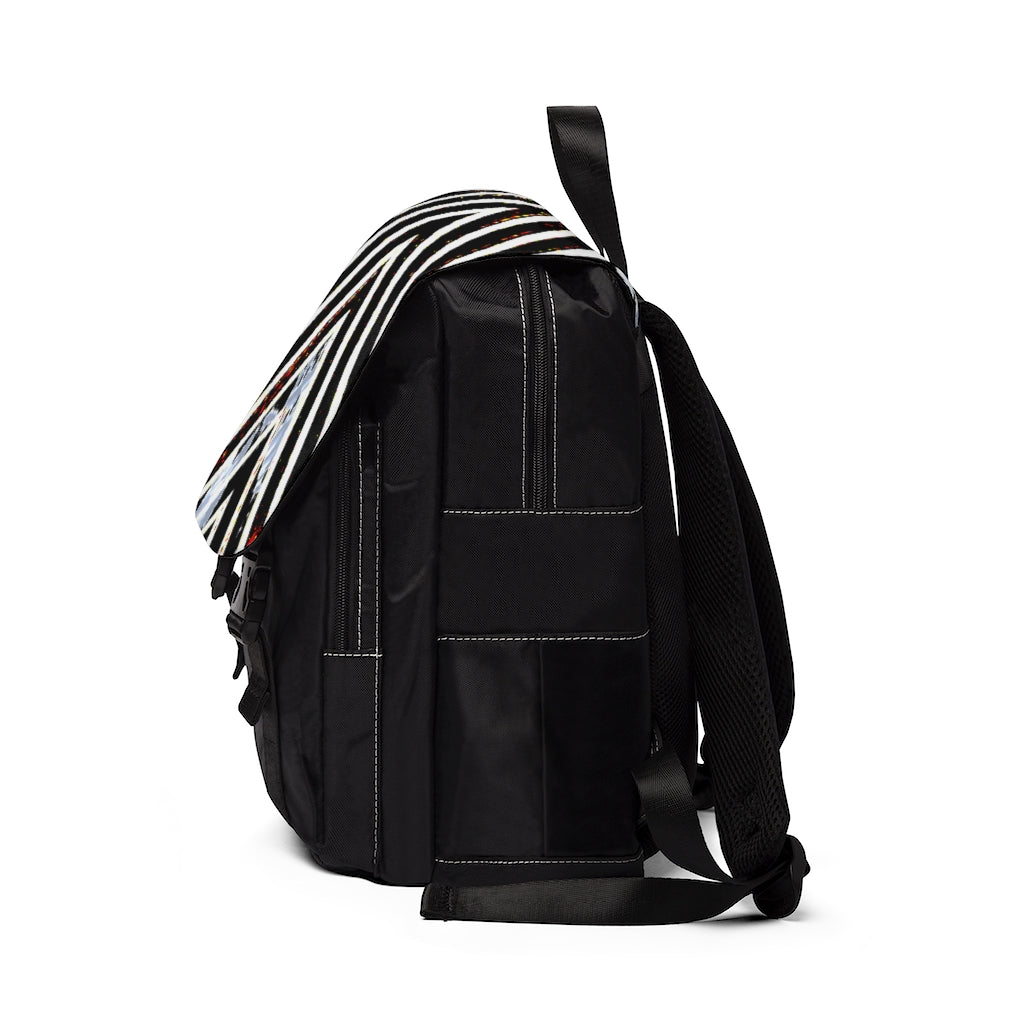 Stripped Unisex Casual Shoulder Backpack